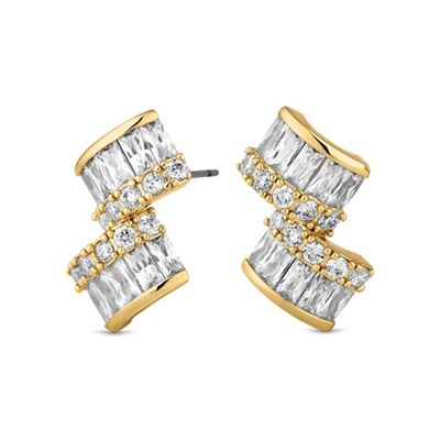 Gold double square earring